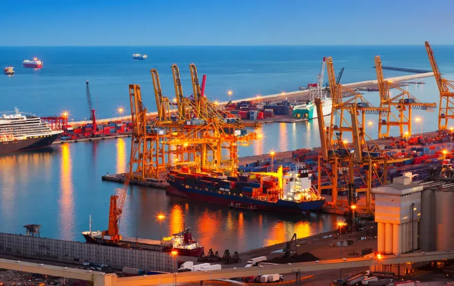 Evening view of cargo dock