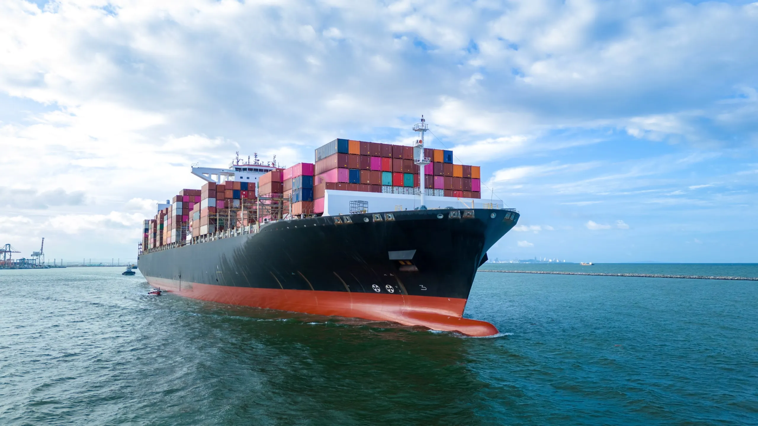 Cargo ship in ocean